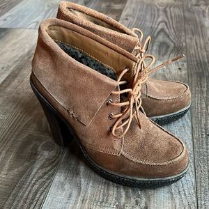 Aiden GC heeled ankle booties with slight wear tie up feature + 4” heel …